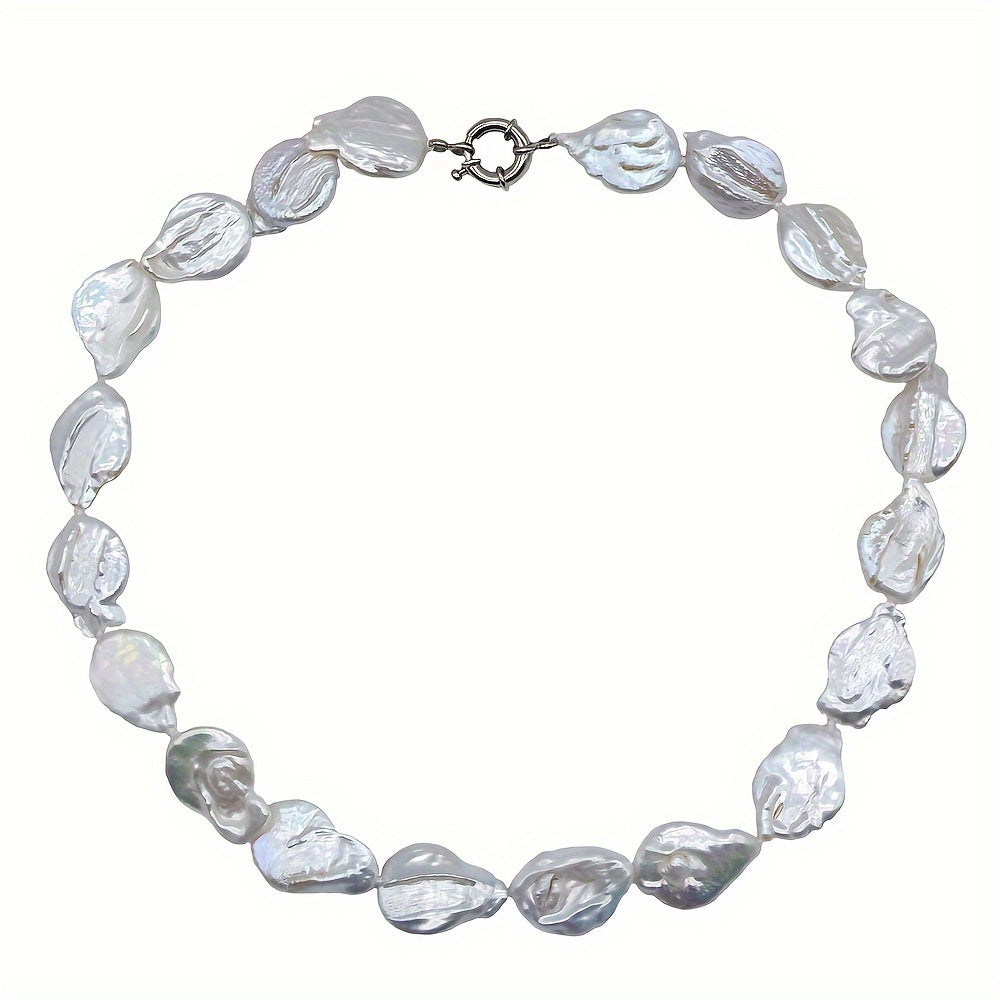 Women's Baroque Pearl Necklace Natural White Freshwater Irregular Teardrop Jewelry