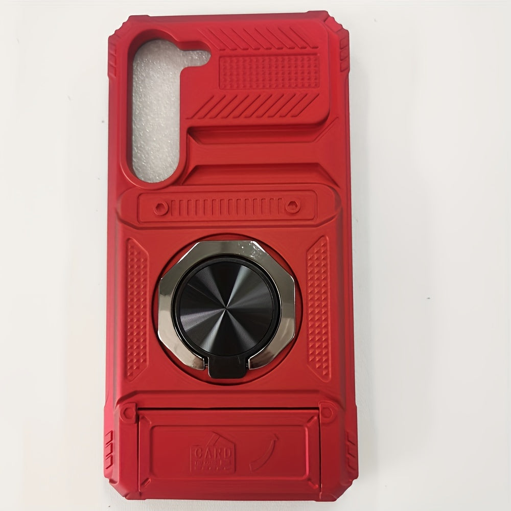 Durable Shockproof Phone Case with Metal Stand and Card Slot for Multiple Models