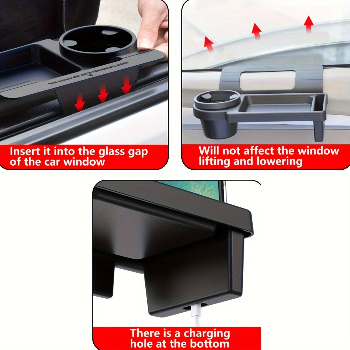 Universal Car Organizer with Cup Holder and Phone Slot, Lightweight Plastic