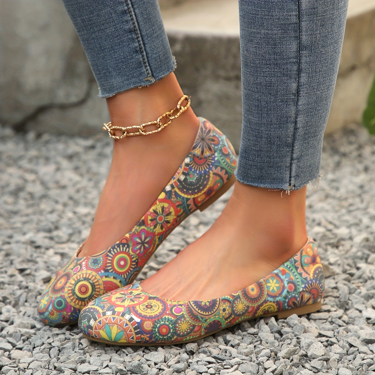 Women's Flat Shoes Bohemian Style Light Comfortable for Independence Day
