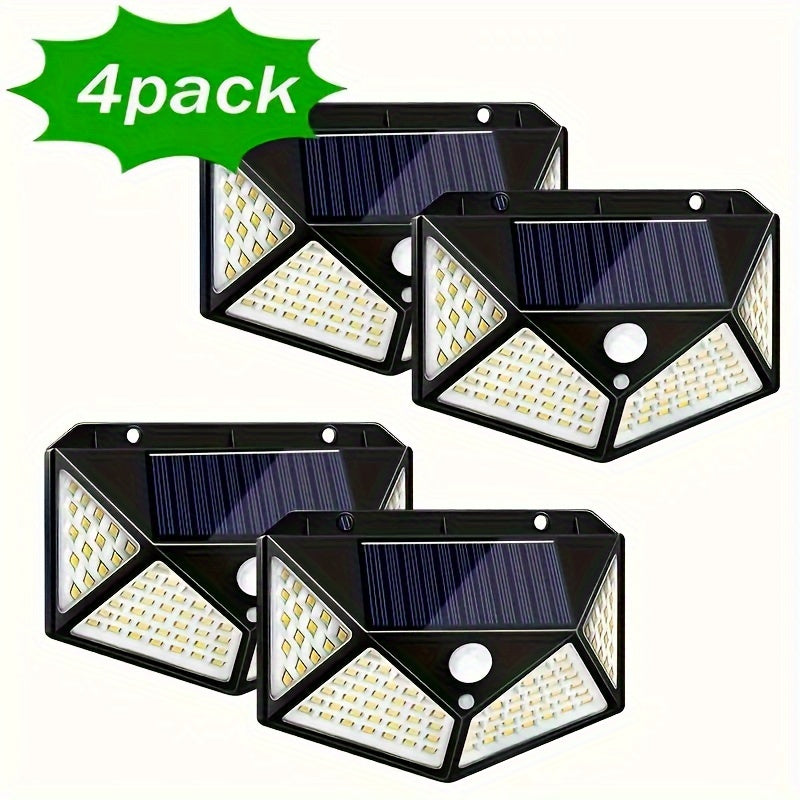 Solar Wall Light 100 LED Motion Sensor Outdoor Garden Patio Pathway 3 Modes