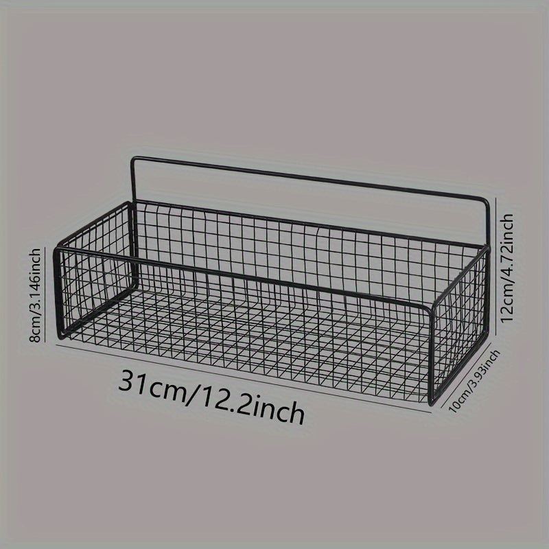 Metal Wire Basket for Kitchen Storage 31cm x 12cm x 8cm Black