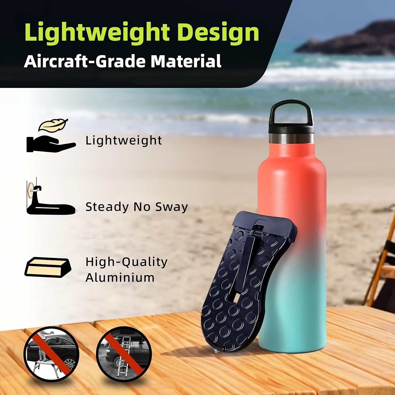 Peldaño para puerta de coche de aleación de aluminio, plegable, para acceso al techo, paso para vehículo oscuro