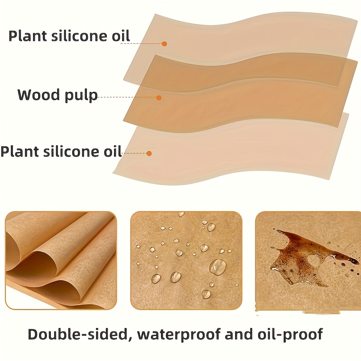 50 piezas de papel de horno antiadherente para hornear, cocinar y asar