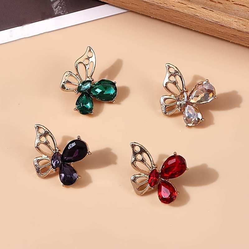 Set of 7 Multicolor Crystal Butterfly Buttons for Women's Coats Sweaters Cardigans