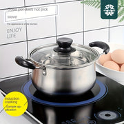304 Stainless Steel Soup Pot with Thickened Bottom for Induction Cooking