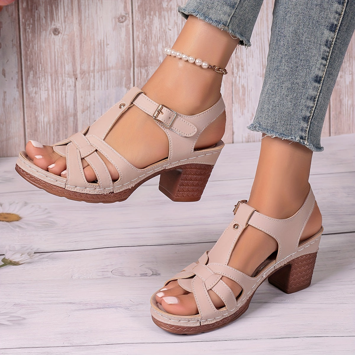 Women's Summer Wedge Sandals Open Toe Faux Cover Platform Heel