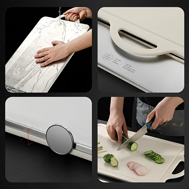 Stainless Steel Double-Sided Cutting Board Thick Durable Mold-Resistant for Kitchen Prep