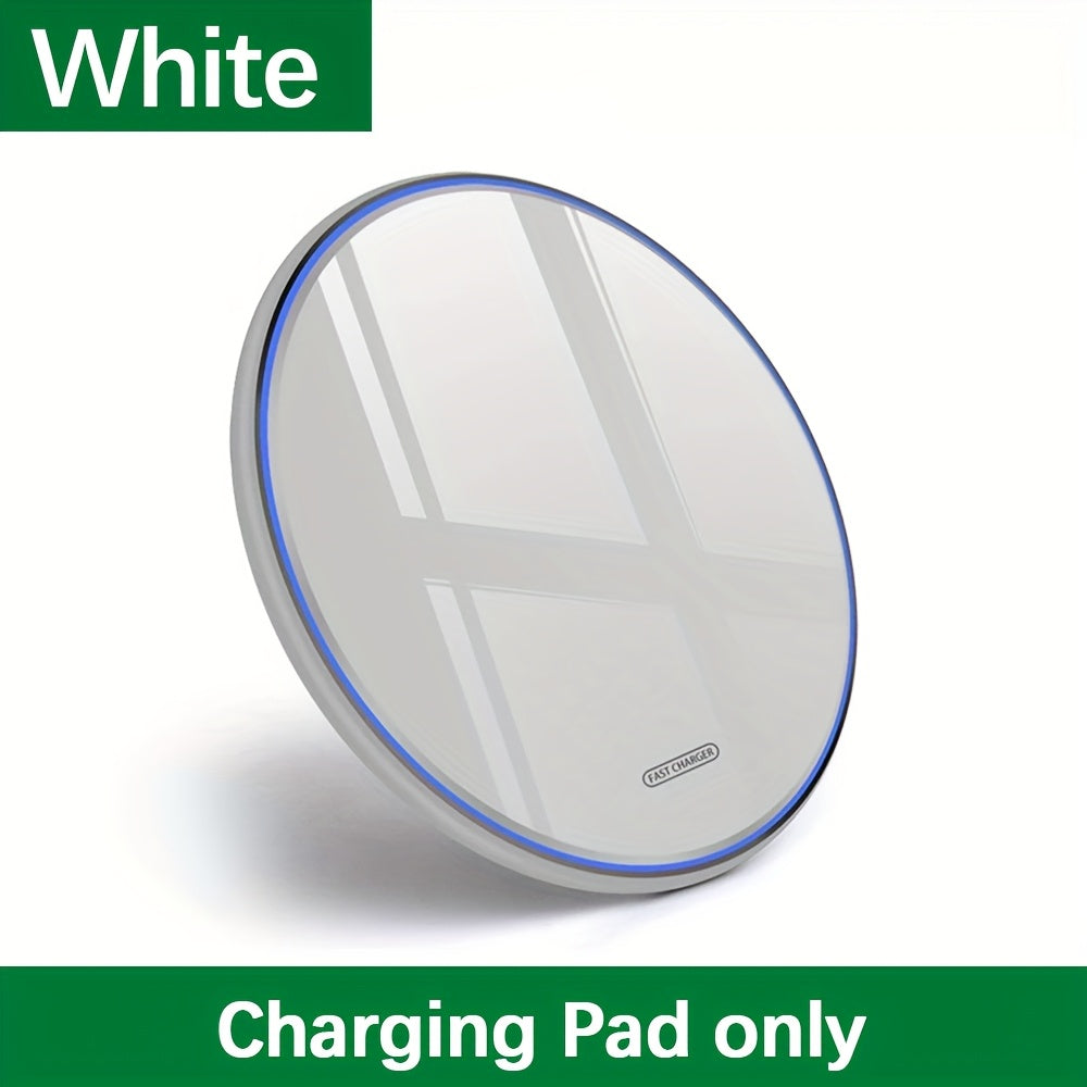 Slim Wireless Charger Pad 15W Fast Charging for iPhone and Samsung Black White Case-Friendly