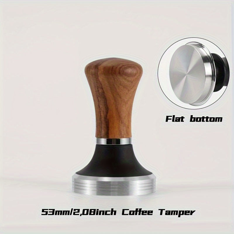 Espresso Tamper Stainless Steel Wooden Handle for 51/53/58mm Machines