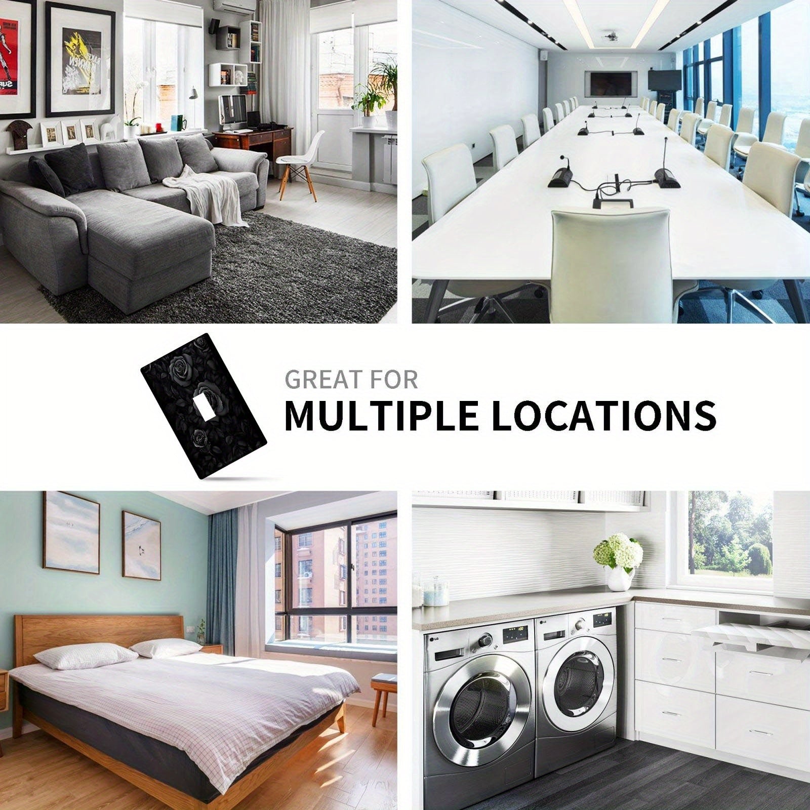 Luz decorativa de flor Rosa Negra para cubierta de interruptor, material PC, decoración artística para el hogar