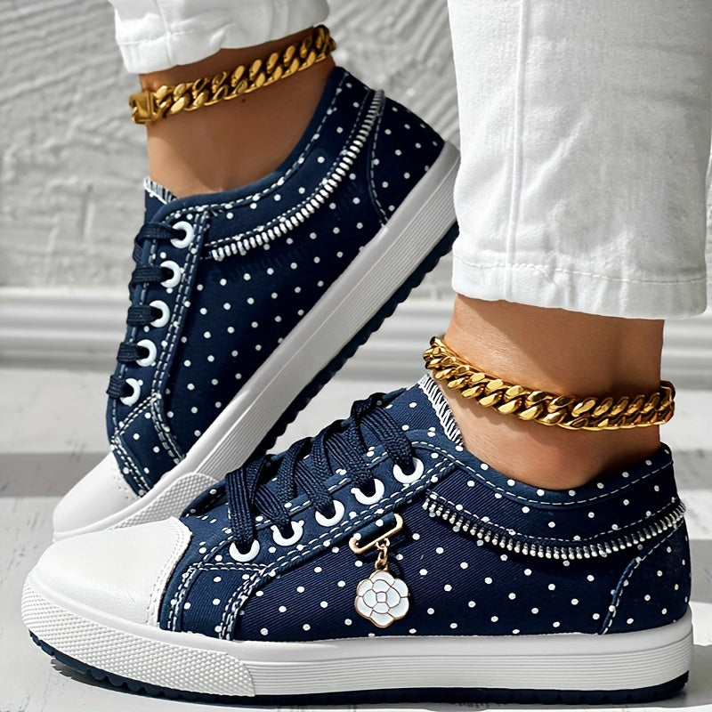 Women's Floral Mesh Synthetic Casual Sneakers Breathable Low-Top Lace-Up