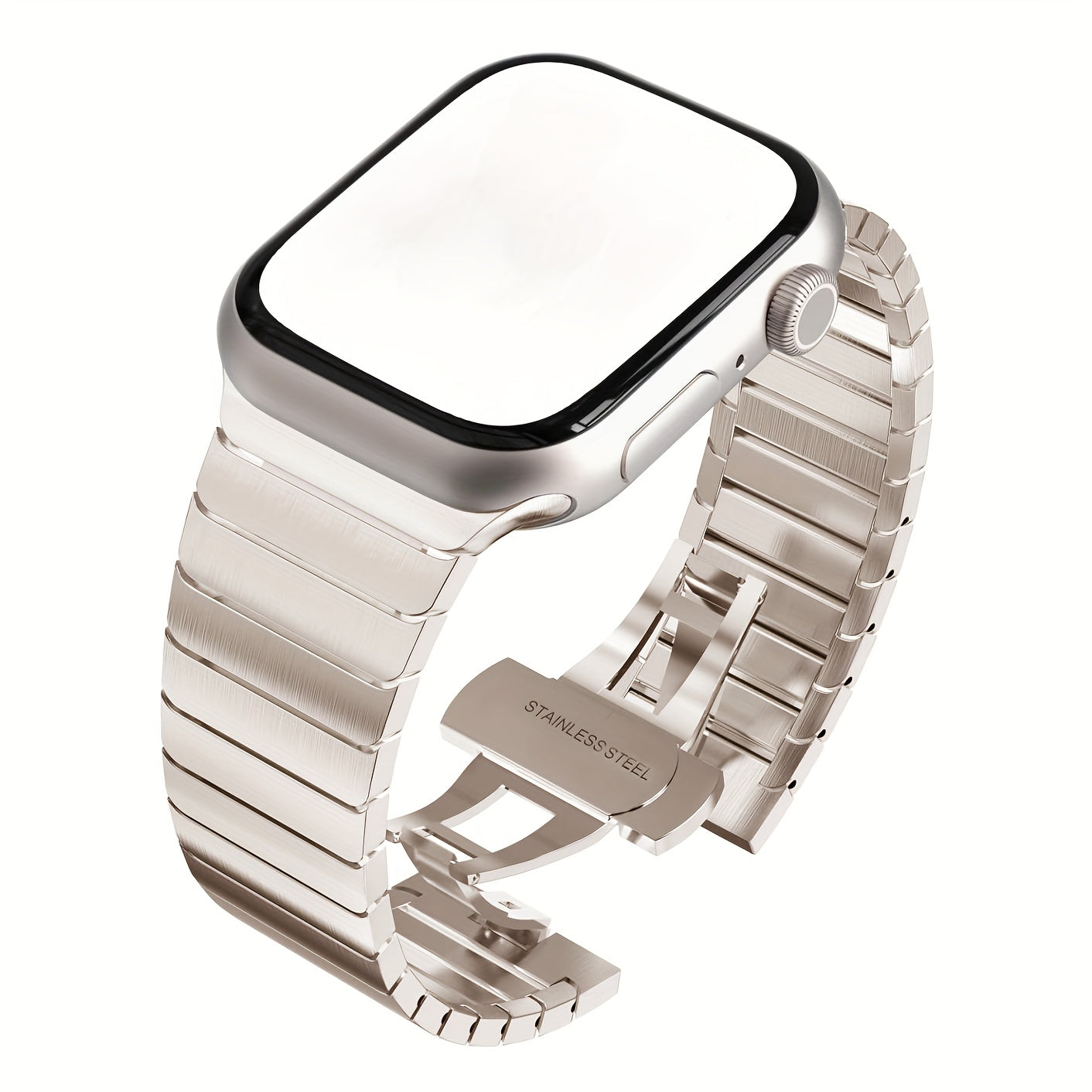 Men's Stainless Steel Watch Band for Apple Watch Series 1-9 and SE Ultra 40mm-49mm Metal Bow Buckle Strap