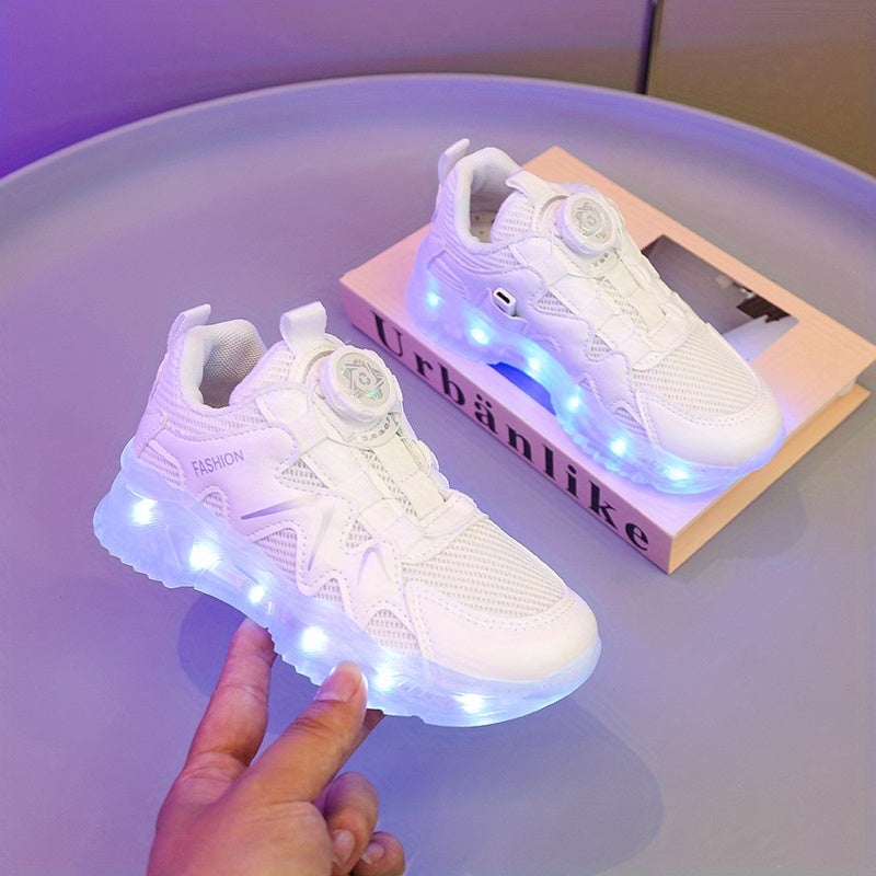 Детские беговые кроссовки с светящимися полосками, легкая ткань, весна, круглогодичный сезон
