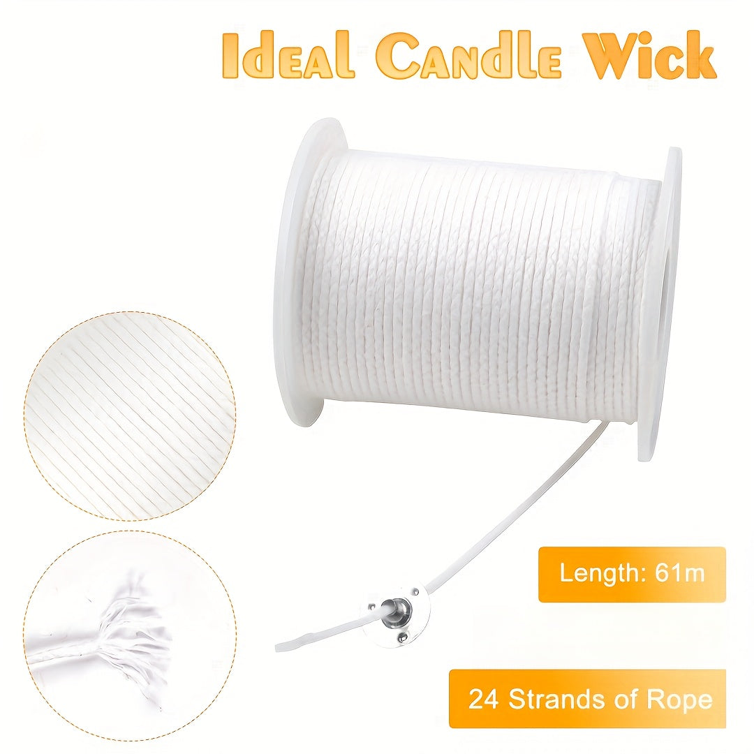 6100cm Natural Candle Wicks Set with 100 Holders for DIY Candle Making