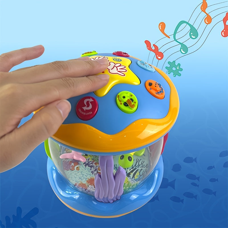 Kids Drum Set with Lights and Sounds Ocean Theme Educational Toy for Early Learning