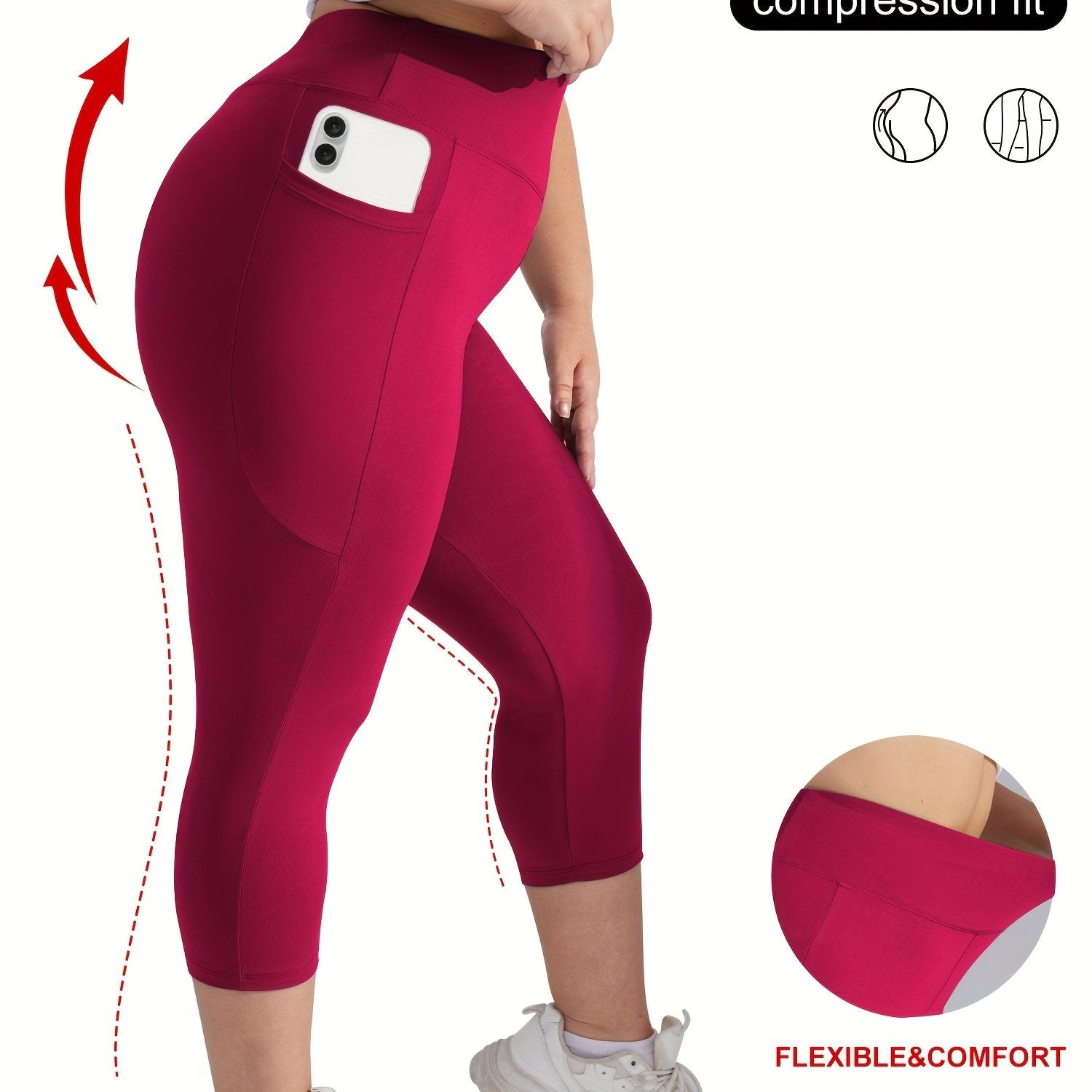 Pantalones capri de talla grande con cintura alta, control de barriga, verano cómodos y elásticos