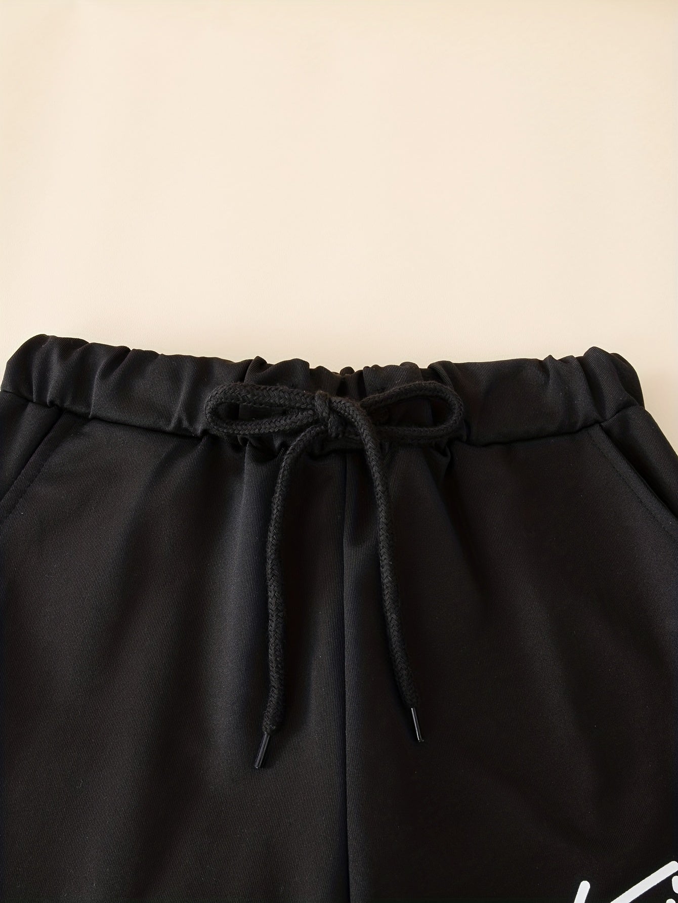 Boys' Black Zip-Up Hoodie and Joggers Set Casual Fall Winter Polyester