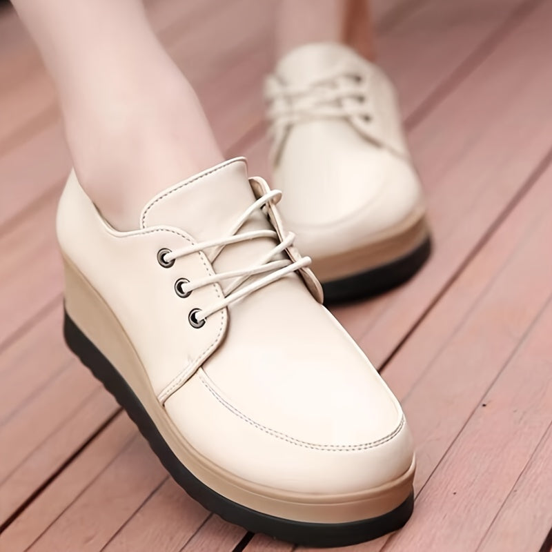 Women's Low Top Sneakers Solid Color Lace-Up All-Season PU Sole