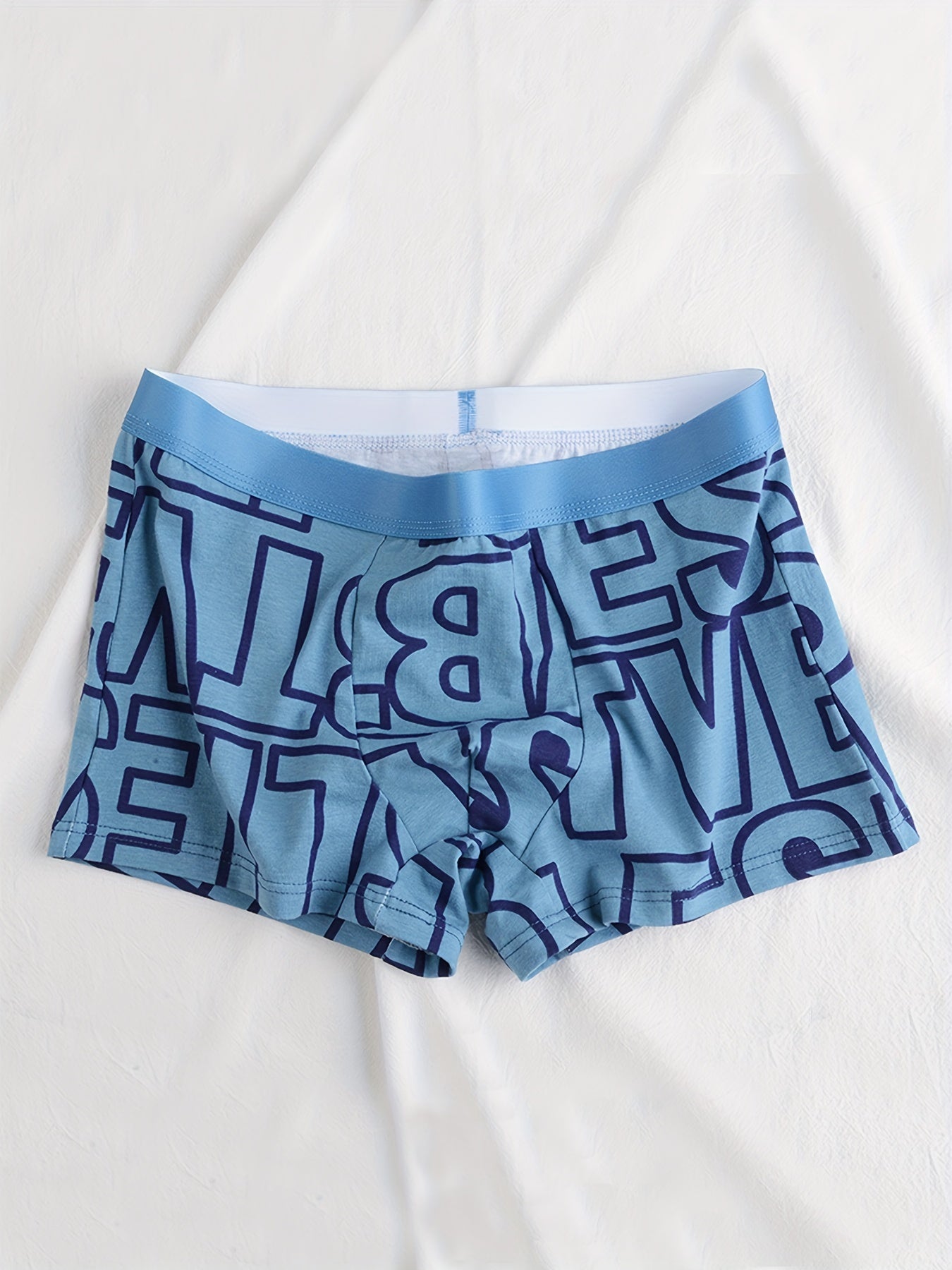 Men's Cotton Boxer Briefs with Geometric Pattern Medium Stretch Knit Casual Shorts Set of 3