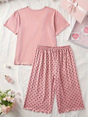 Plus-Size Women's Lace Trim Nightgown Set Casual Home Wear