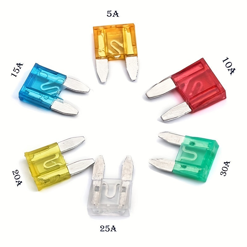 120PCS Assorted Mini Blade Fuses Set Aluminum Car Fuse Kit with Storage Box