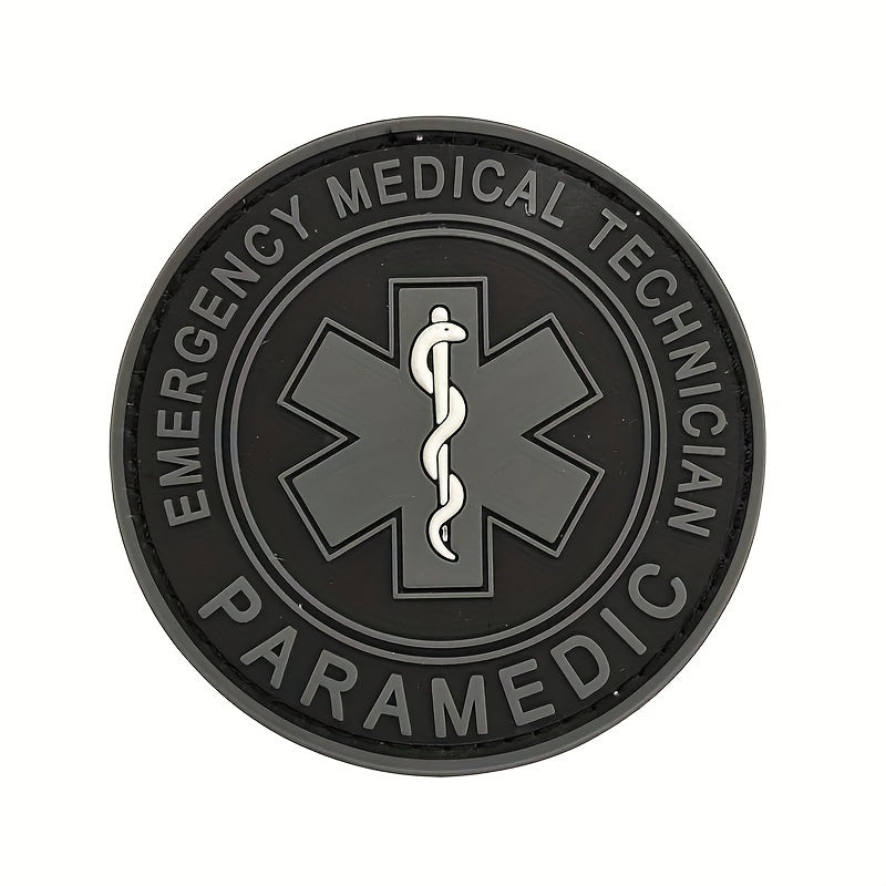 PVC Rubber Paramedic Badge with Star of Life for First Aid and Backpack Attachment