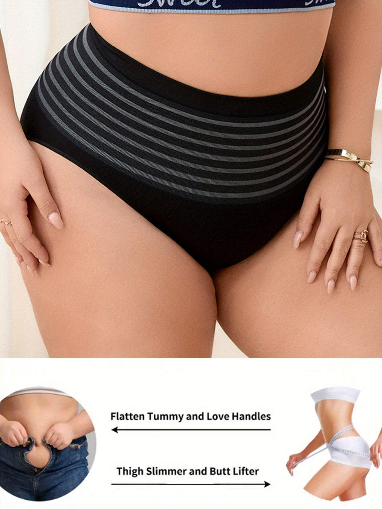 Women's Seamless High-Waisted Workout Briefs Breathable Tummy Control Shapewear Black Gray