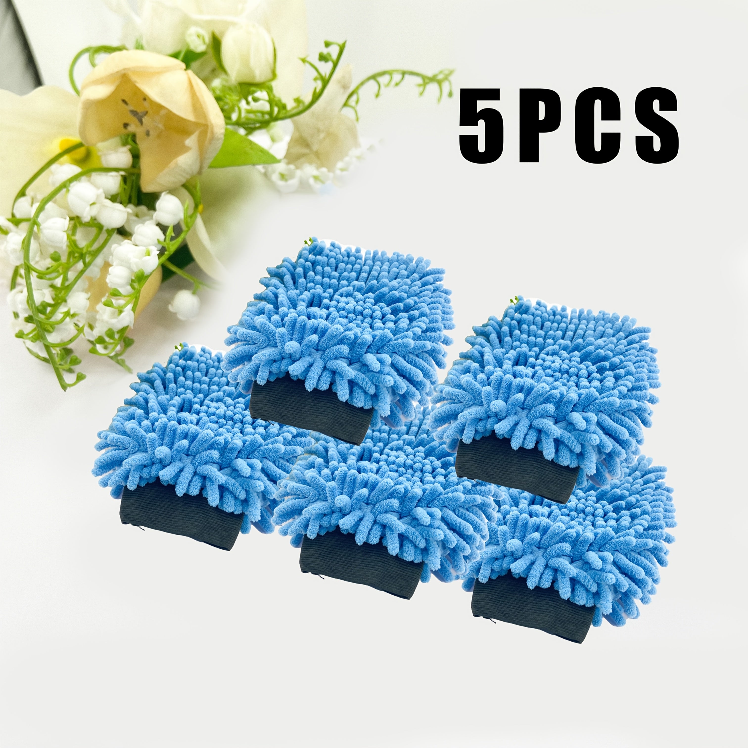 2-Pack Microfiber Car Wash Gloves Gray Blue Green Regular Size