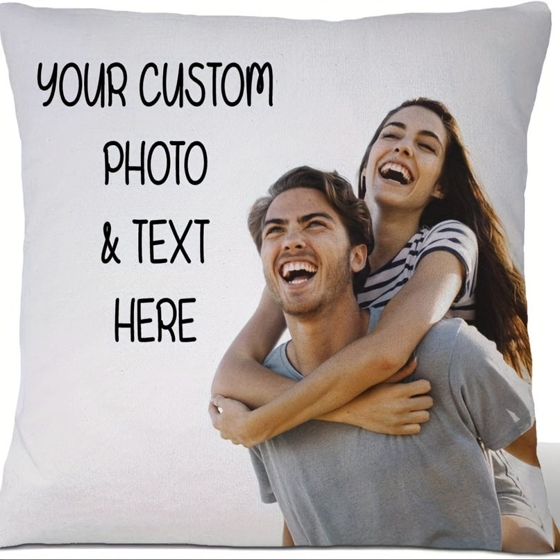 Custom Photo Pillow Cover 45.72x45.72 cm Knitted Polyester Cushion Cover for Couples and Gifts