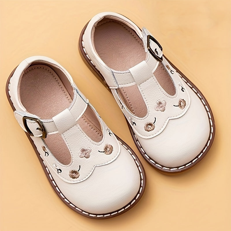 Girls Flat Shoes with Embroidered Flowers Breathable Non-Slip Spring Summer Autumn