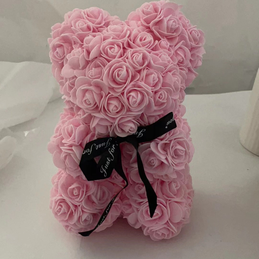 Foam Flower Rose Bear Gift for Valentine's Day Mother's Day Weddings Anniversary 17x23cm