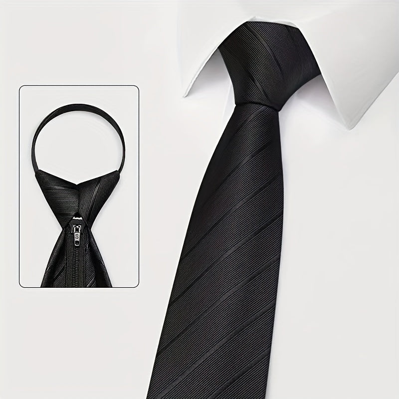 Men's Zipper Tie for Formal Events Wedding Banquet Grooms Best Men