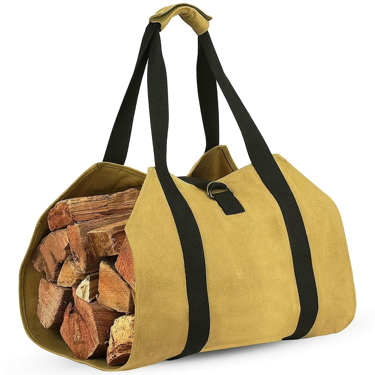 Sturdy PVC Firewood Carrier Bag with Handles for Camping and Fireplace Storage