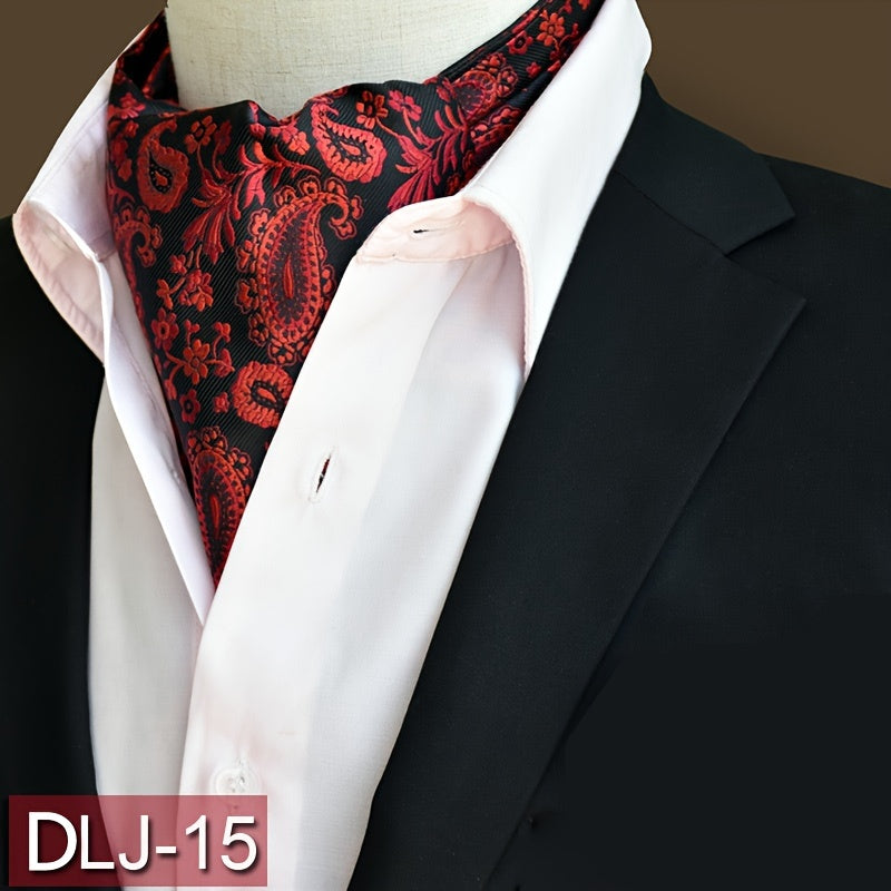 Men's Autumn Winter Double-Layer Paisley Pattern Collared Shirt Scarf for Casual Formal