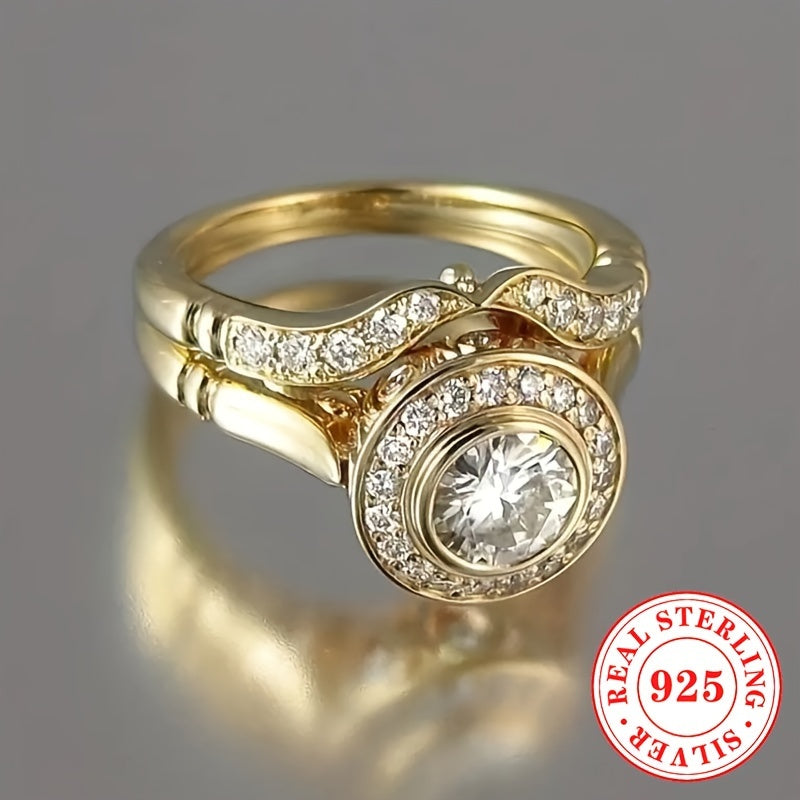 Women's Engagement Ring Set Sterling Silver Cubic Zirconia Wedding Jewelry