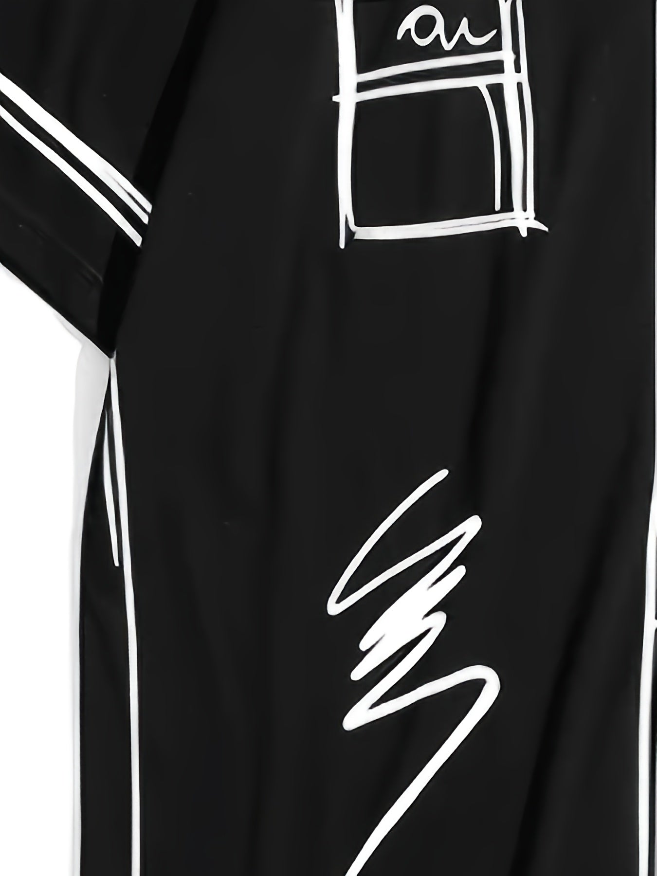 Camiseta de verano para hombre, dibujada a mano en Harajuku, de manga corta, casual, de tejido de punto