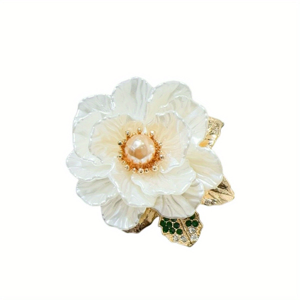 Faux Shell Crabapple Flower Brooch with Imitation Pearls Elegant Jewelry for Women