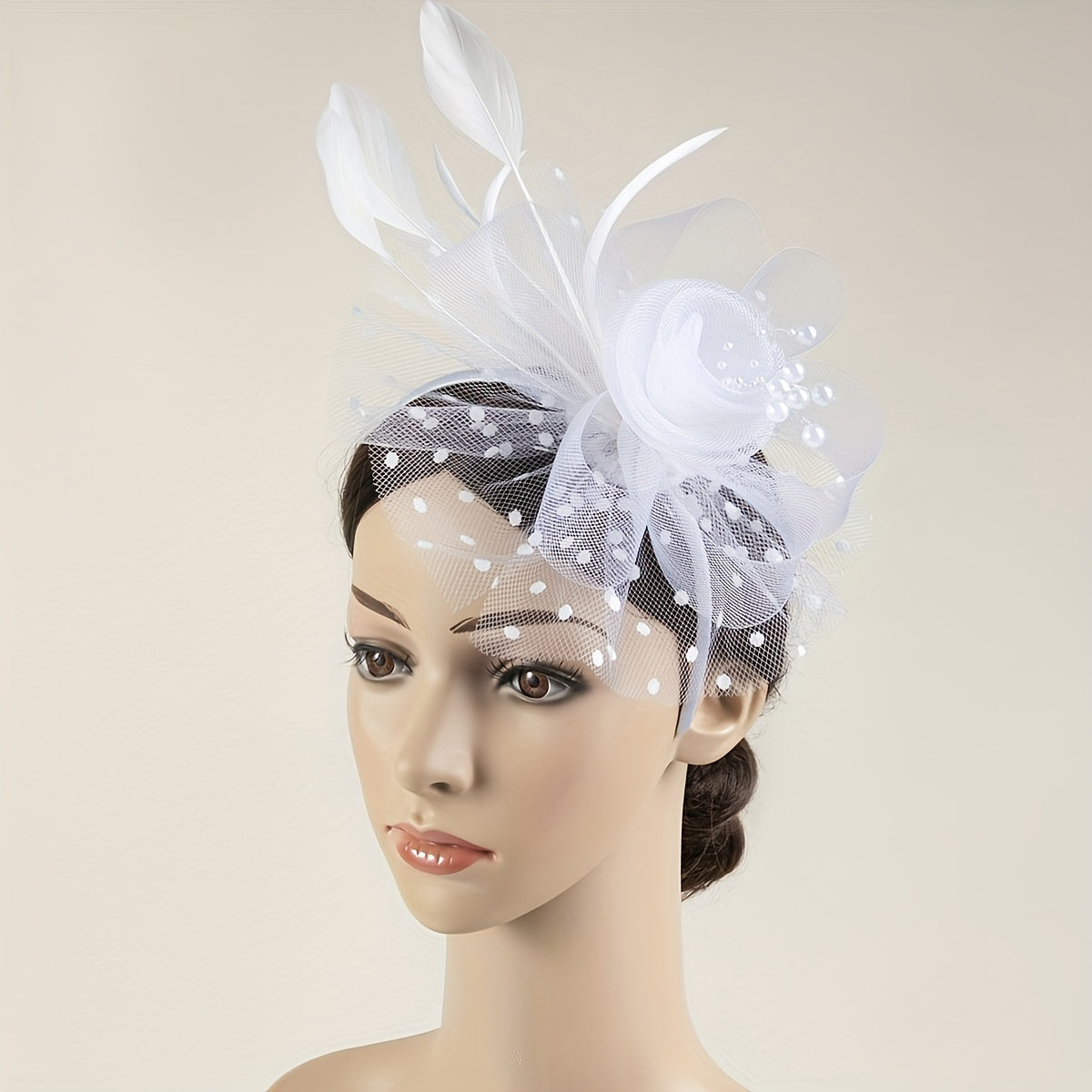 Women's Flower Mesh Faux Feather Fascinator Headband for Tea Parties and Weddings