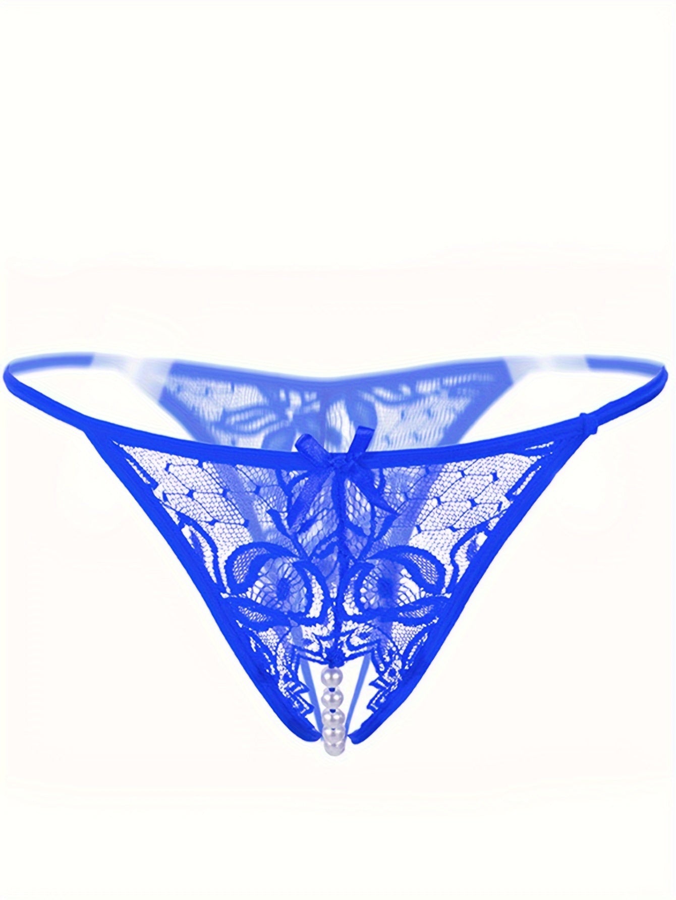 Lace G-String Thongs for Women Open Crotch Semi-Sheer Knit Fabric Adult Lingerie