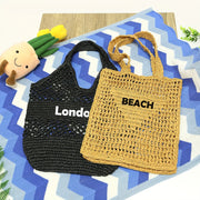 Large Capacity Women's Beach Tote Bag with Custom Embroidery, Hand-Woven Mesh