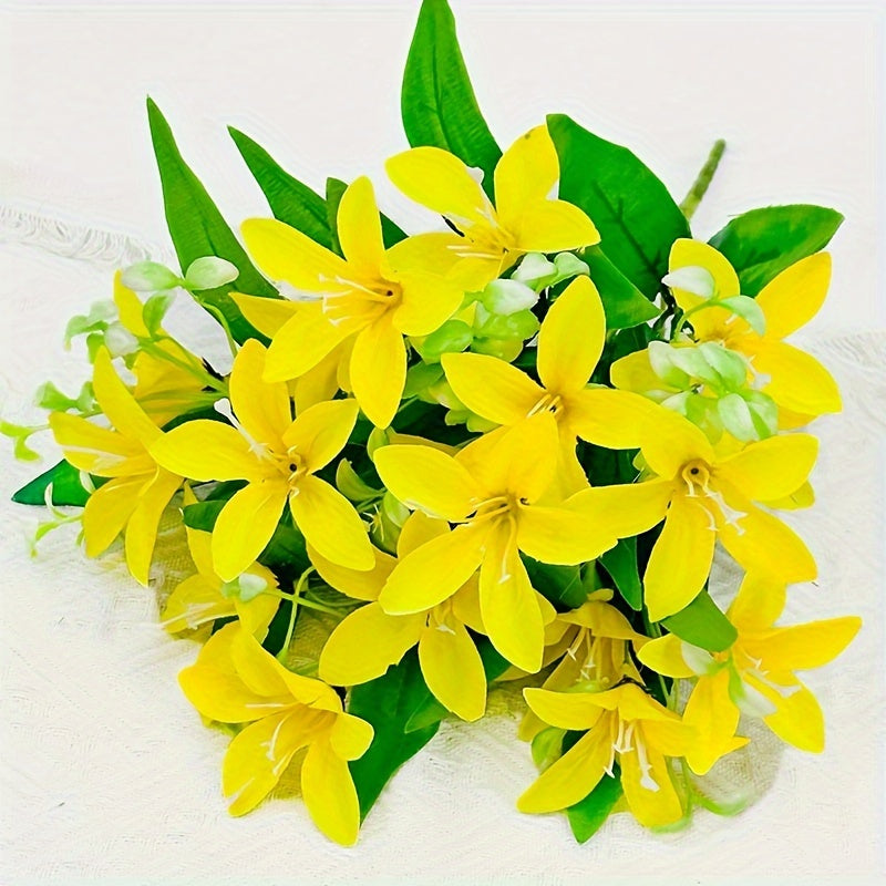 Ramo de lirios artificiales con 18 cabezas, azul y blanco, decoración para bodas, hogar y accesorios para fotografía