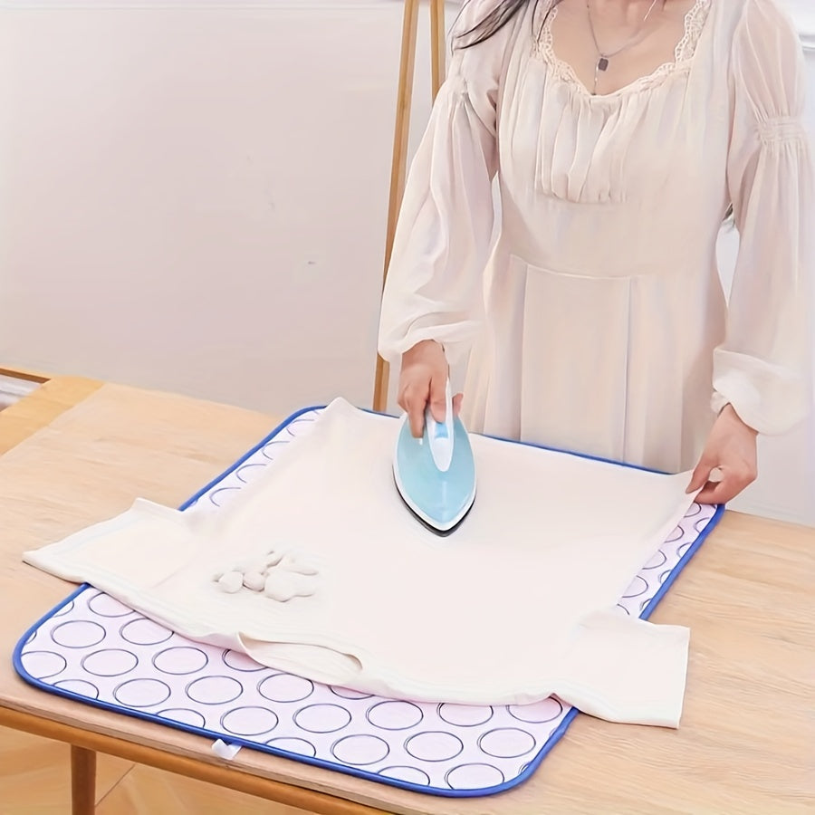 Portable Ironing Pad with 6 Layers of Protective Fabric, Concentric Circle Pattern, for Flat Surfaces