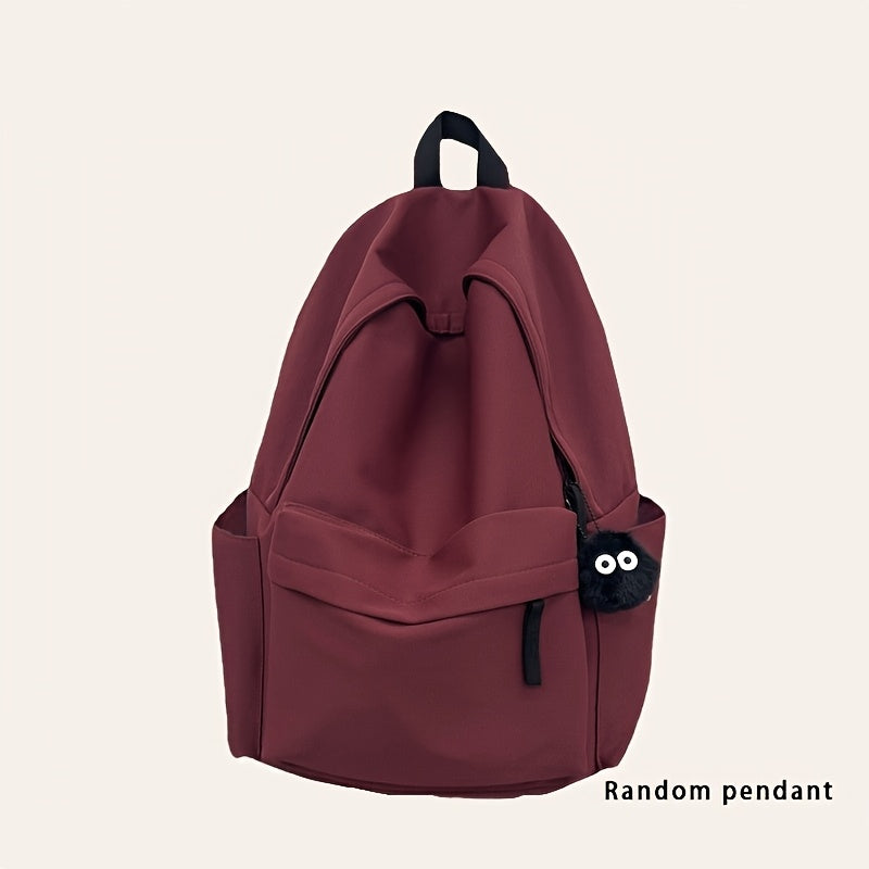 Women's Nylon Backpack with Adjustable Straps Solid Color Large Capacity Casual Bookbag