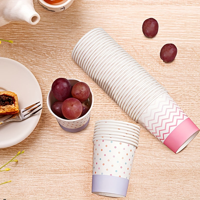 Yuqori sifatli, suv o'tkazmaydigan va BPA-siz 5 untsiya sig'imli bir martalik qog'oz stakanlar. Partiyalar, pikniklar, barbekyu va sayohatlar uchun juda mos keladi. Zamonaviy ko'k va yashil geometrik dizaynga ega.