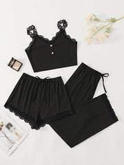 Women's Ribbed Fabric Pajama Set with Suspender Top and Shorts