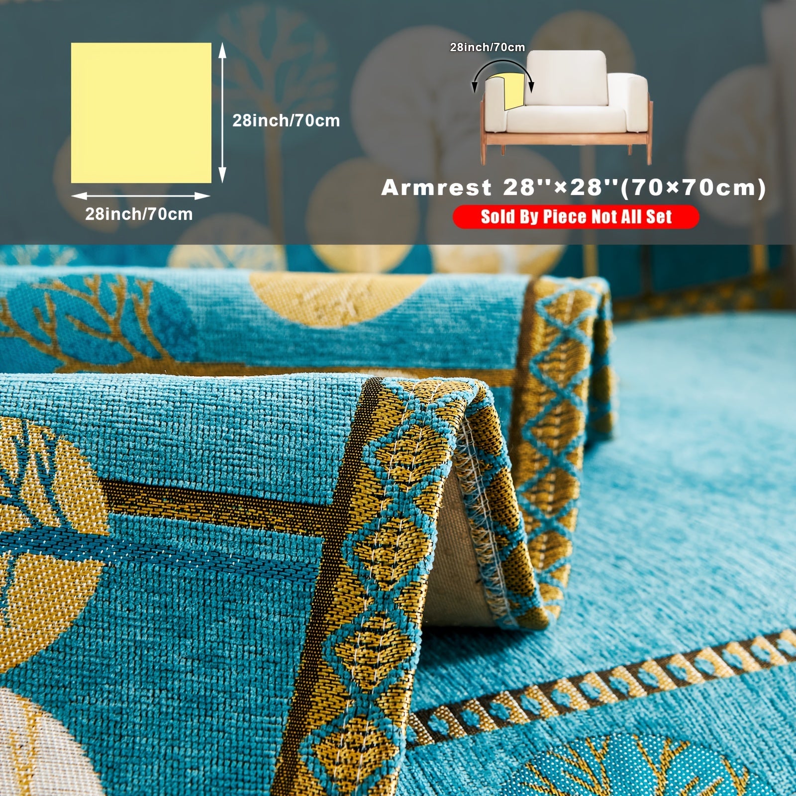 Chenille Sofa Cover with Tree Embroidery Pet-Friendly Slip-Resistant Easy to Clean Fits Various Sofa Sizes for Living Room and Home Decor