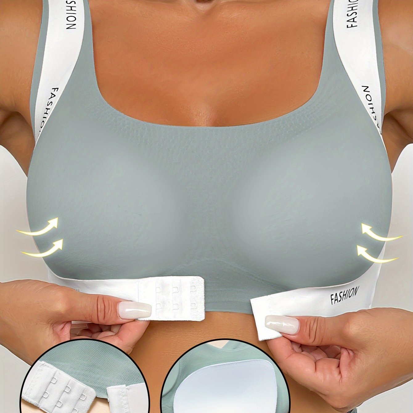 Nylon Blend Push Up Bra with Removable Padding and Alphabet Pattern for Comfort