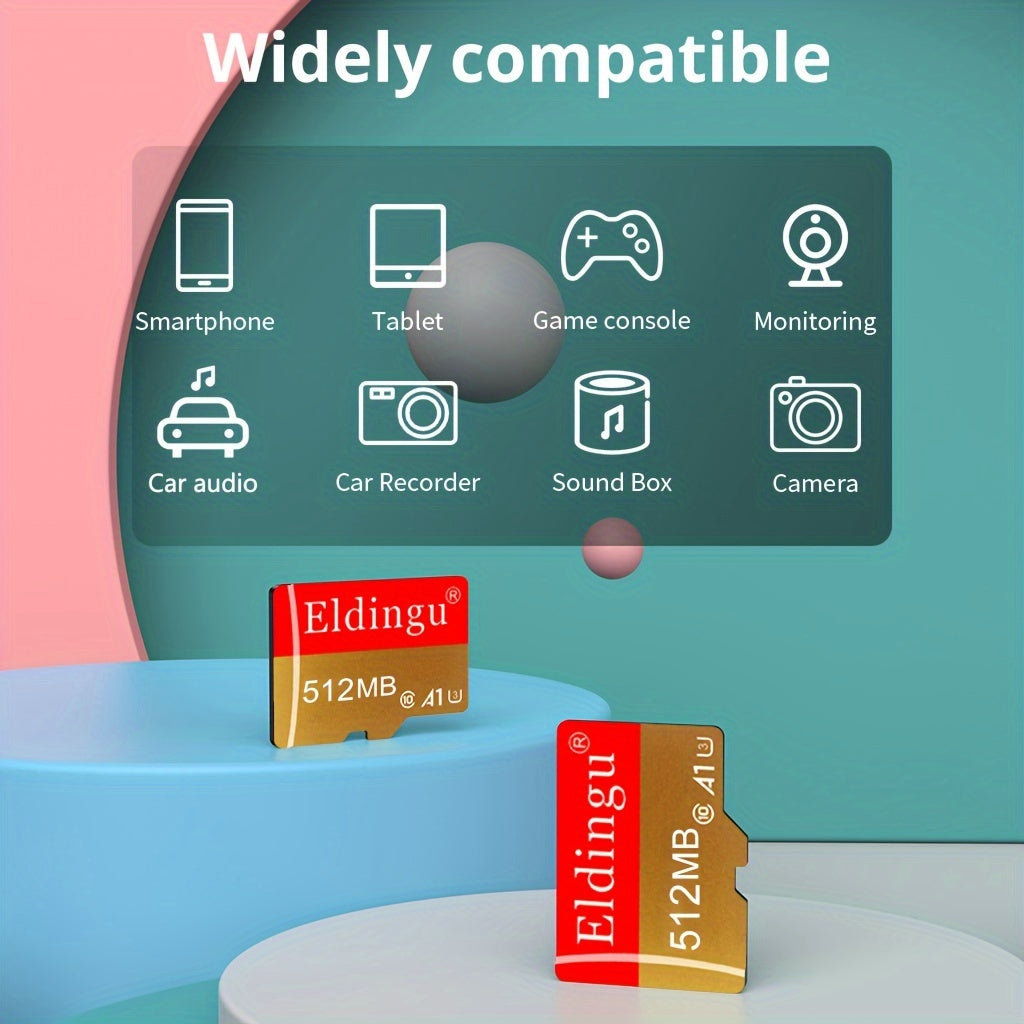 High-Speed Micro SD Card 64MB to 512MB Durable Gold Finish Compatible with Tablets Cameras Phones Laptops