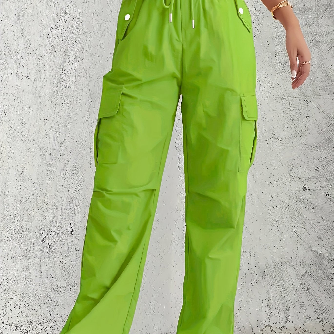 Women's Plus Size Cargo Pants Light Pink Summer Straight Fit Drawstring Waist